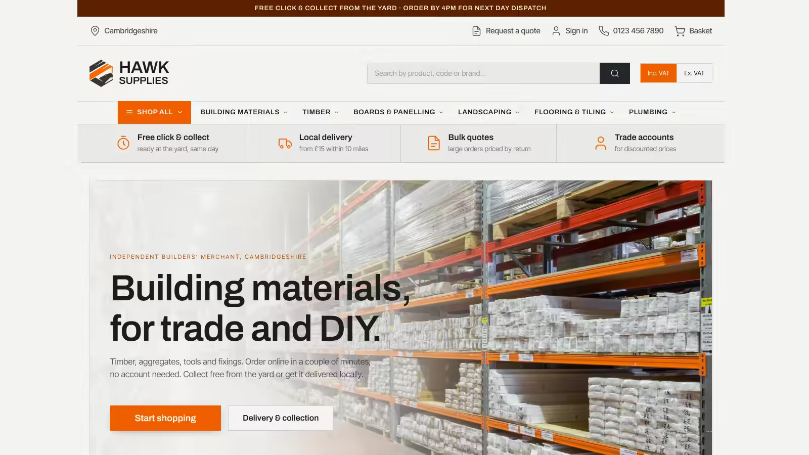 Hawk Supplies, builders merchant site